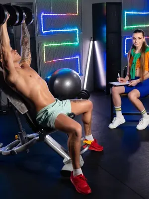 FitnessRooms Arina Shy - Squirting on fit guys big cock - 073024